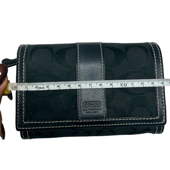 Coach Signature Black Canvas Tri-Fold Leather Wallet – Vintage, Gently Used - Picture 9 of 13